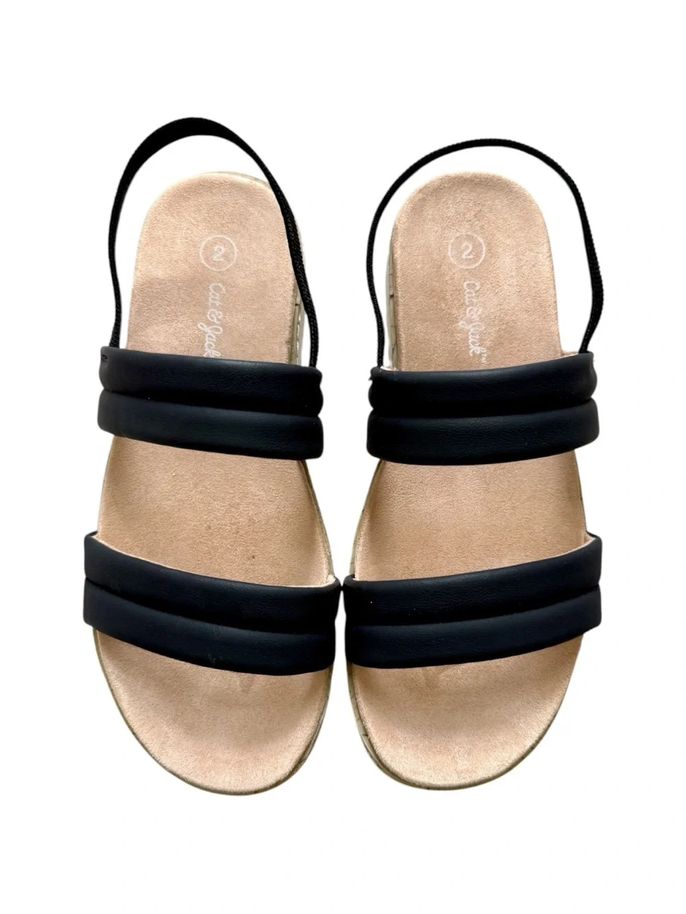 Cat & Jack Black Two-Strap Slingback Sandal Size 2 Kids